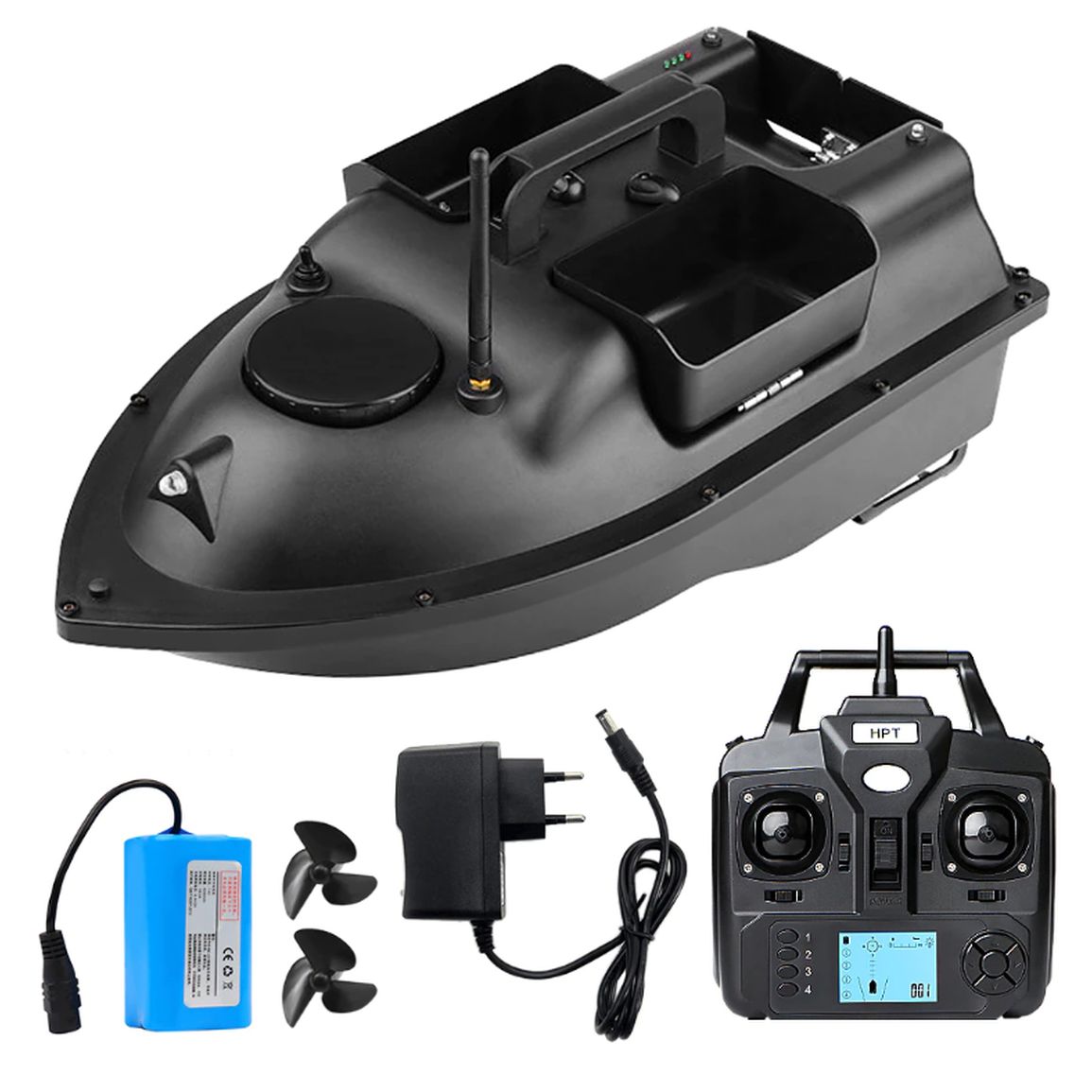 Bateau amorceur V18B PRO avec GPS 12 000mAh Noir